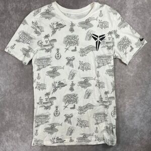 Nike‎ Kobe Bryant Black Mamba Army T-Shirt Kids Small White All Over Print KB24